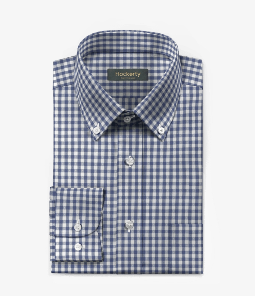 Blue Checked 100% Cotton Down Shirt, transparent png #7437511