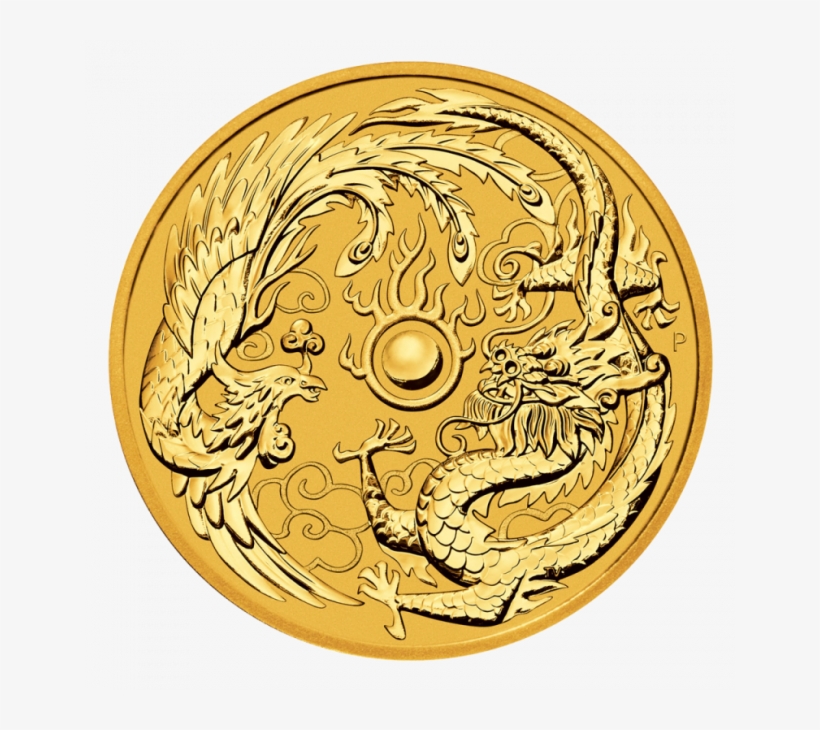 1 Oz Dragon And Phoenix Gold Coin Front, transparent png #7445383