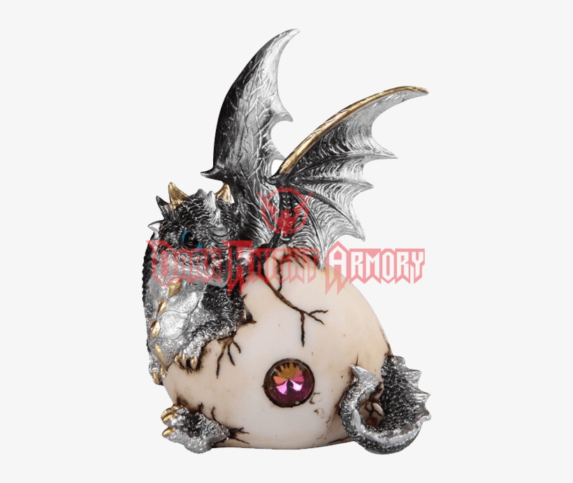 Silver Dragon Hatchling With Jeweled Egg, transparent png #7455548
