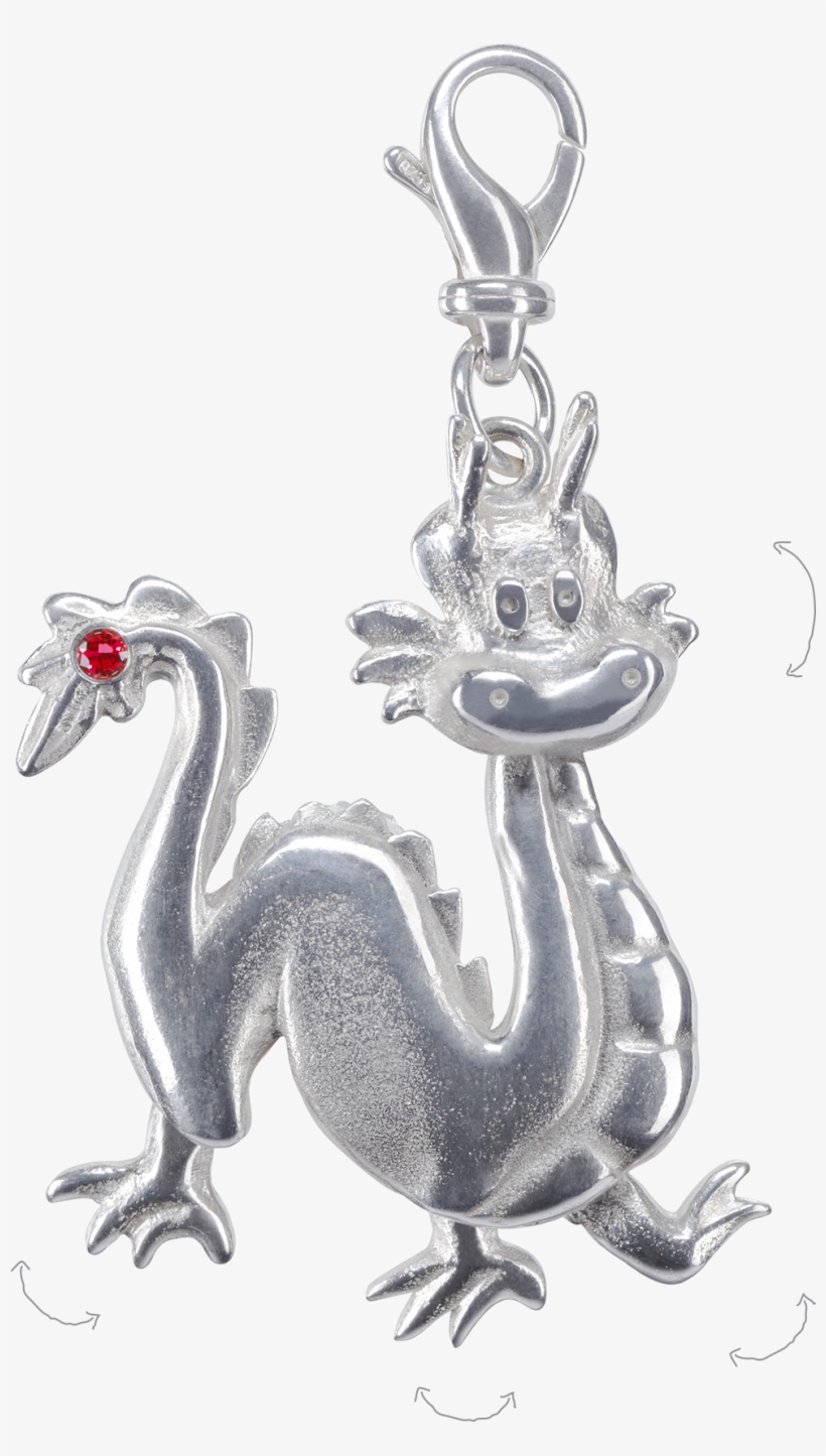 Handcrafted Silver Dragon Charm, transparent png #7455679