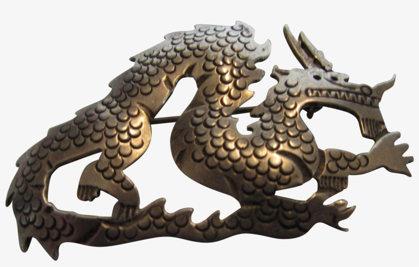 Sterling Silver Dragon Pin Artist Signed, transparent png #7455765
