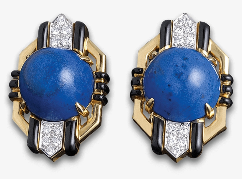 David Webb Lapis And Diamond Earrings, transparent png #7456424