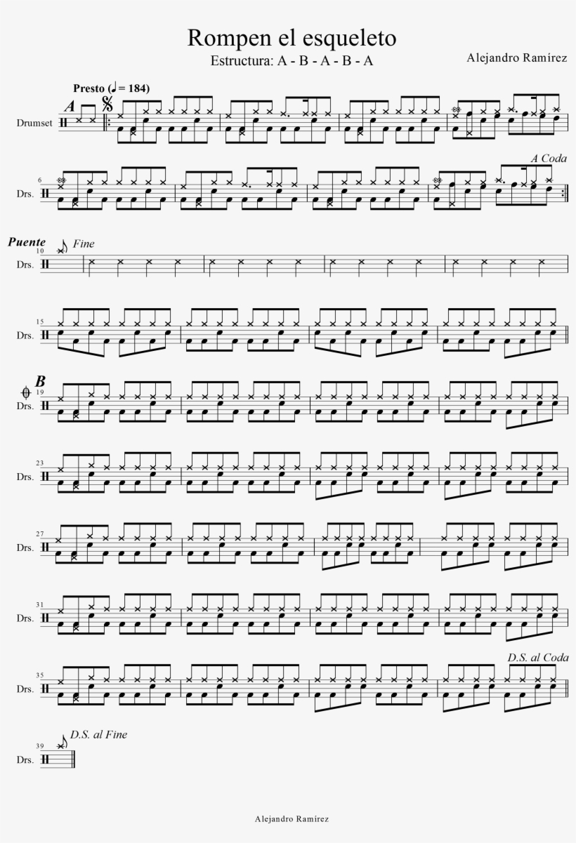 Partitura De Batería, transparent png #7471506