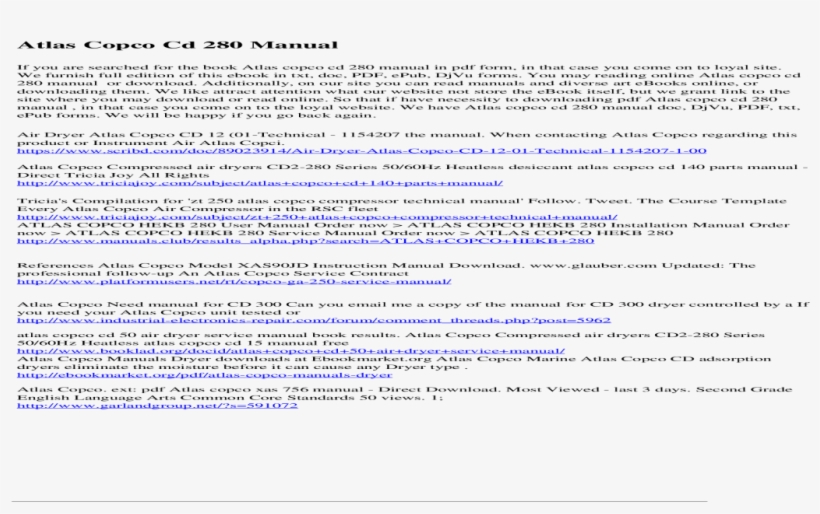 Atlas Copco Cd 280 Manual, transparent png #7472457