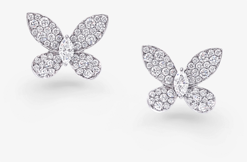 A Pair Of Graff Pavé Butterfly Earrings Pave Set With, transparent png #7478853
