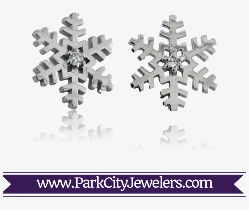 Single Diamond Snowflake Stud Earrings, transparent png #7479228