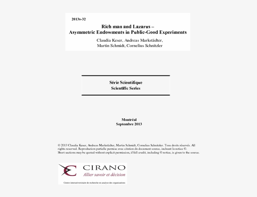 Rich Man And Lazarus Asymmetric Endowments In Public-good, transparent png #7484722