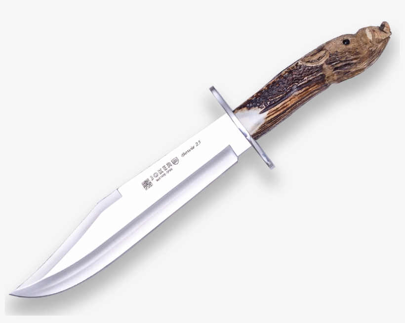 Cuchillo Bowie Con Puño En Asta De Ciervo Tallado A, transparent png #7487892