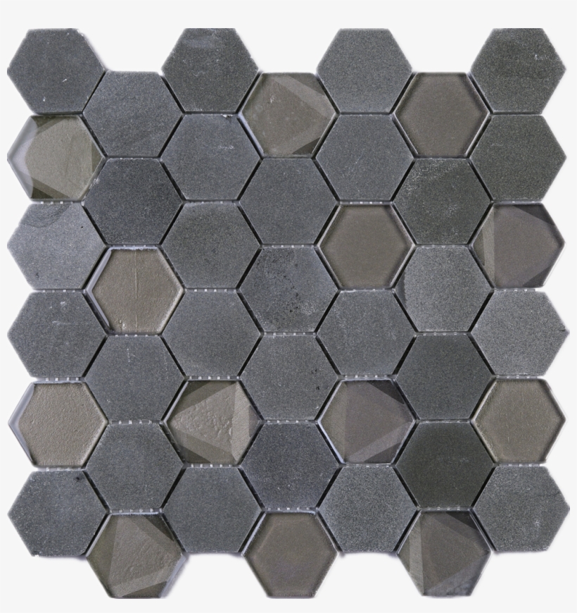 Dark Grey Hexagon Glass And Stone Mosaic Tile, transparent png #7492925