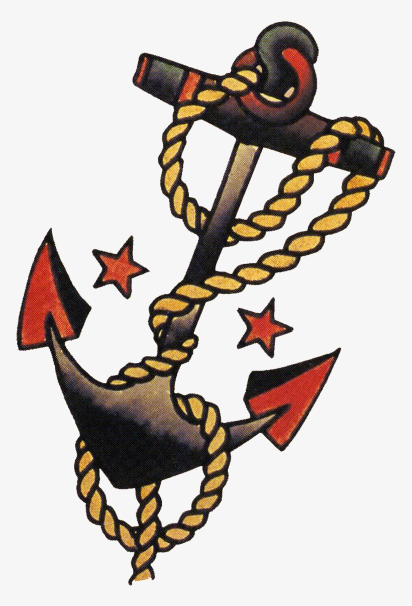Sailor Jerry Vintage Tattoo Designs, Anchors And Stars - Sailor Jerry Anchor Tattoo, transparent png #750225