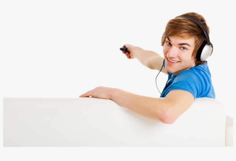 Music Tv On Couch - Man Watching Tv Png, transparent png #750373