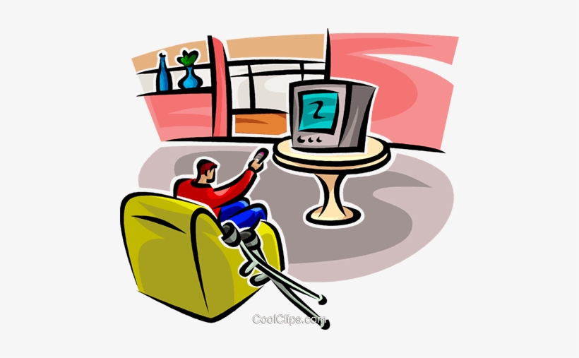 Man Watching Tv With Crutches - Television, transparent png #750488