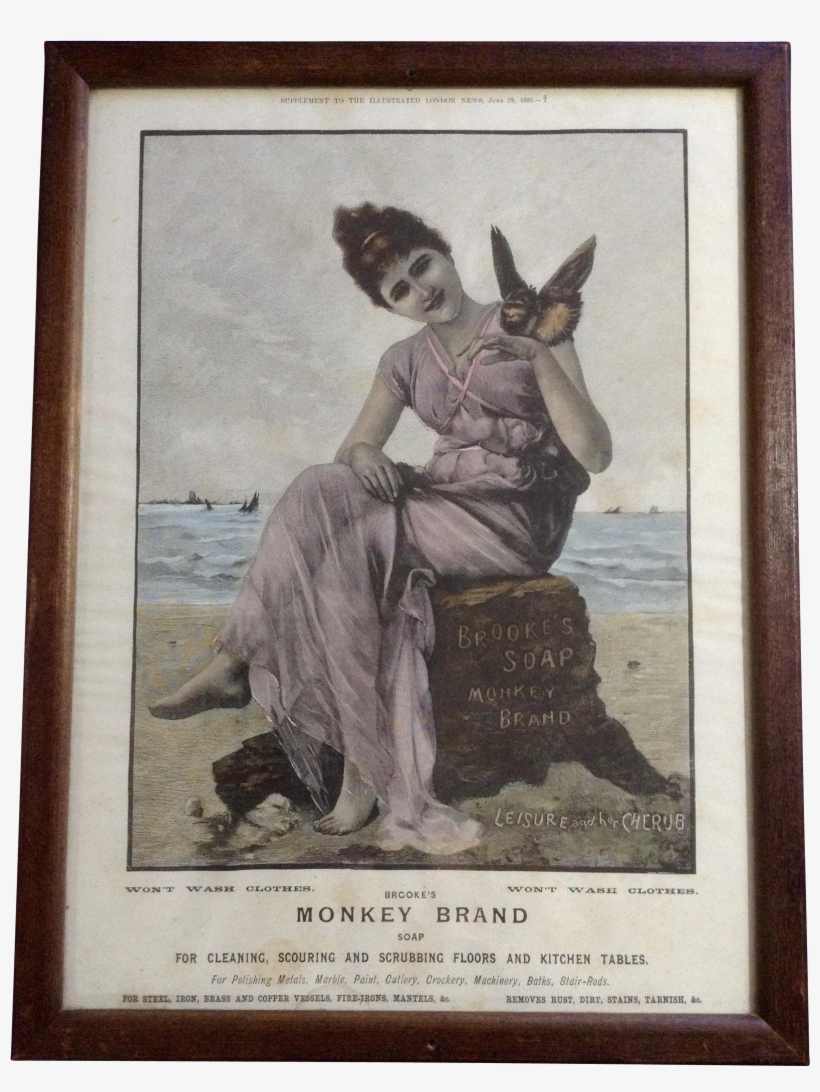 Antique Original Color Enhanced Print Brooke's Monkey - Giclee Painting: Advertisement, Brooke's Soap Monkey, transparent png #750517