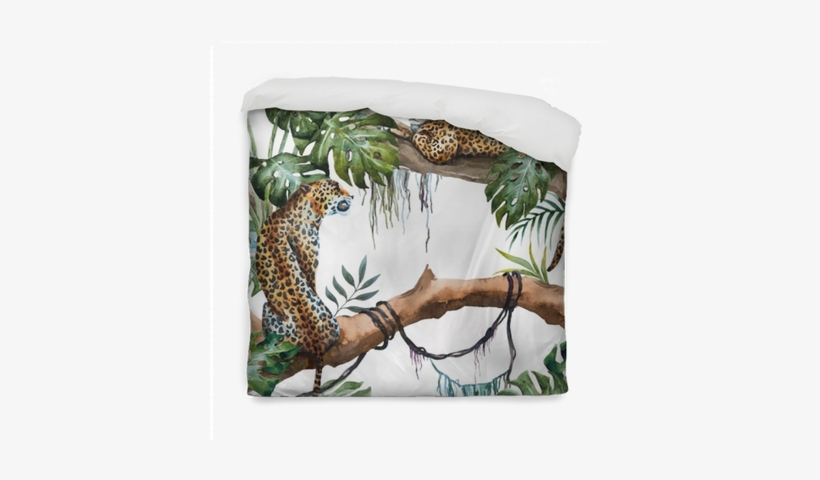 Watercolor Vector Leopard Pattern Duvet Cover • Pixers® - Watercolor Painting, transparent png #751325