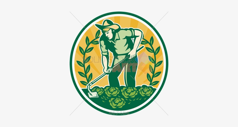 Stock Illustration Of Retro Cartoon Illustration Of - Farmer Gardener With Garden Hoe Cab Shower Curtain, transparent png #751708