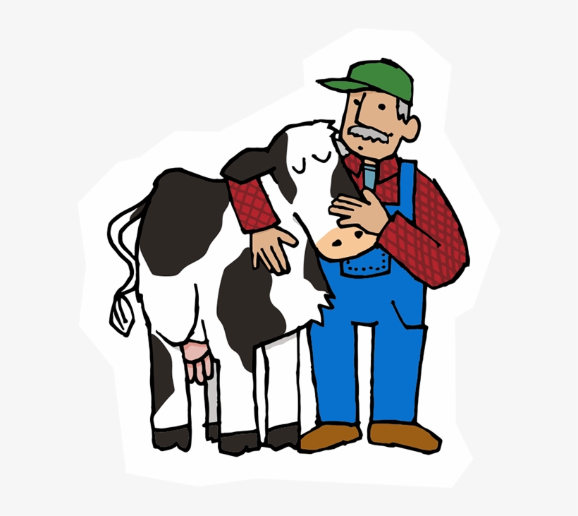 Cow And Farmer 400w - Dairy Farmer Clipart, transparent png #752458
