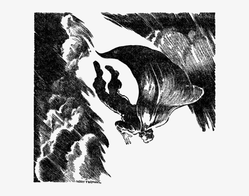Black And White Illustration Of A Cloaked Man Falling - Illustration, transparent png #753651