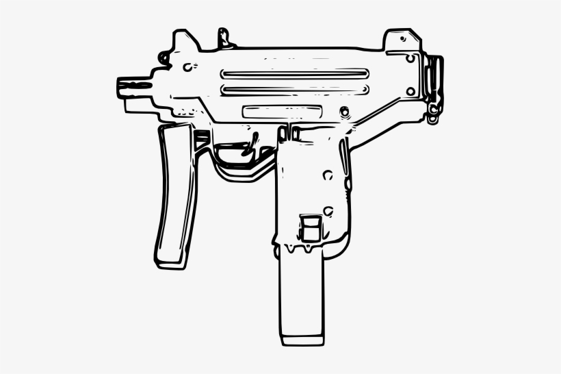 Graphic Free Shooting Clipart Uzi - Uzi Gun Line Art, transparent png #755509