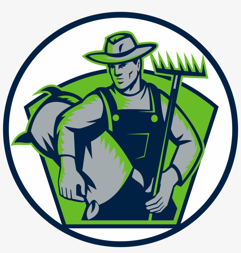 Organic Farmer Carry Sack Rake Woodcut Retro Card, transparent png #755602