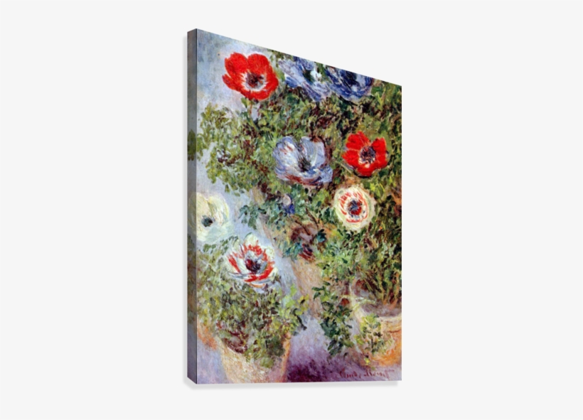Still Life With Anemones By Monet Canvas Print - Claude Monet Still Life Anemones, transparent png #756676