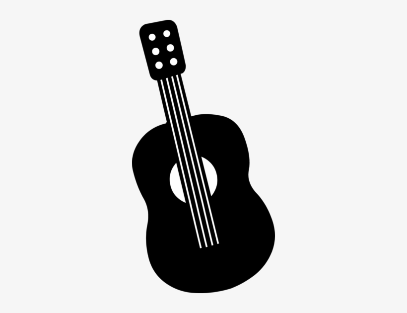 Guitar Clip Art By Hallow Graphics - Black And White Cartoon Guitar Png, transparent png #758332