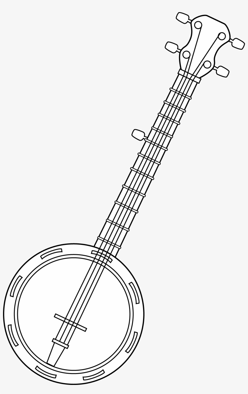 Banjo Colorable Line Art Free Clip Coloring - Clip Art, transparent png #759363