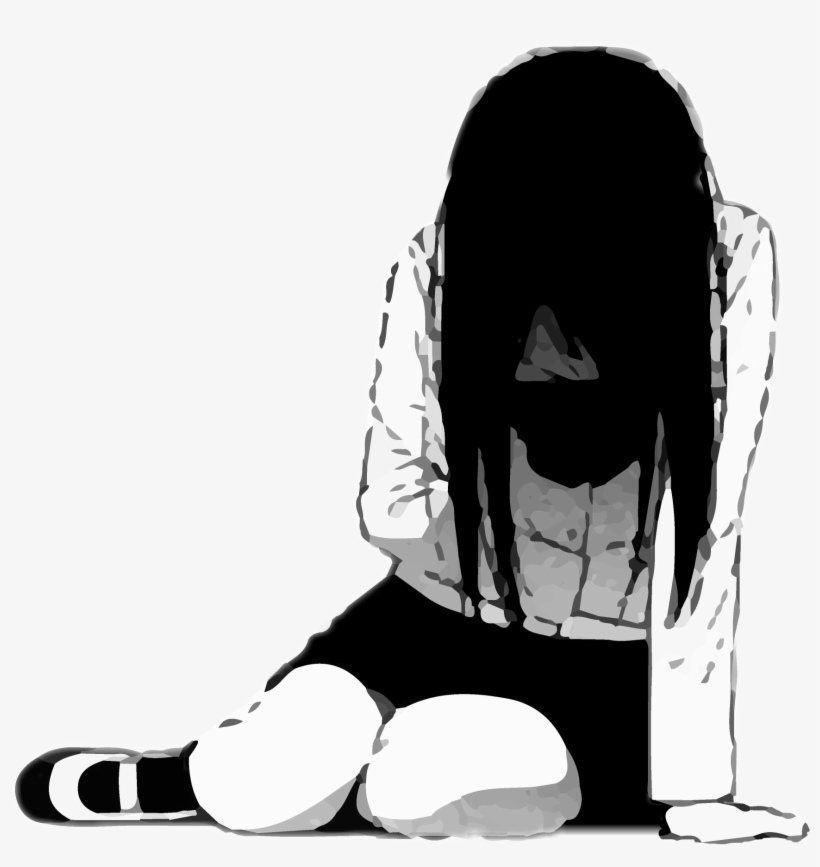 Girl Anime Animegirl Blackandwhite Schoolgirl Depressed, transparent png #7505137