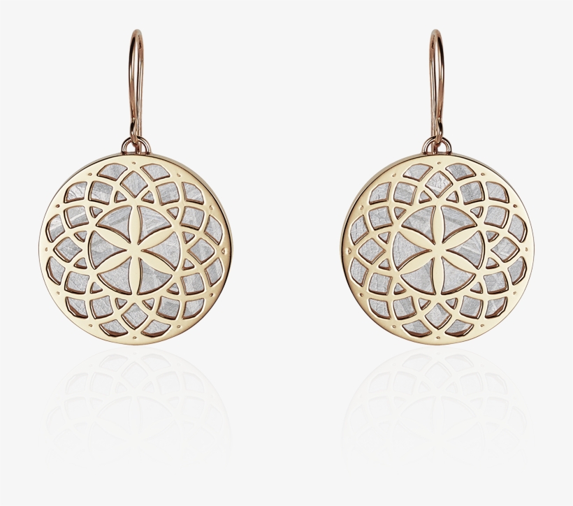 Meteorite Crop Circle Rosette Earrings In Yellow Gold, transparent png #7507977