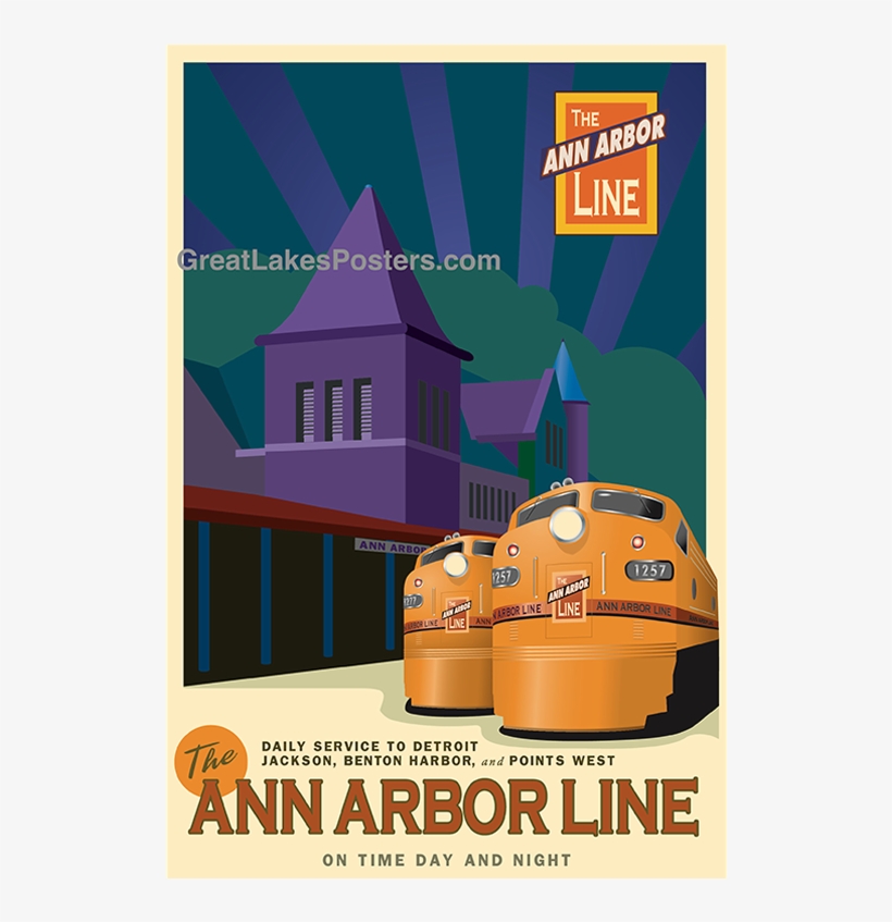 Great Lakes Posters Ann Arbor Train Line Poster, transparent png #7510880