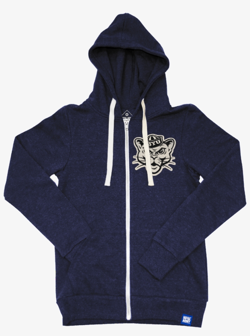 Heather Navy Tri-blend Fleece Full Zip Hoodie With, transparent png #7512286