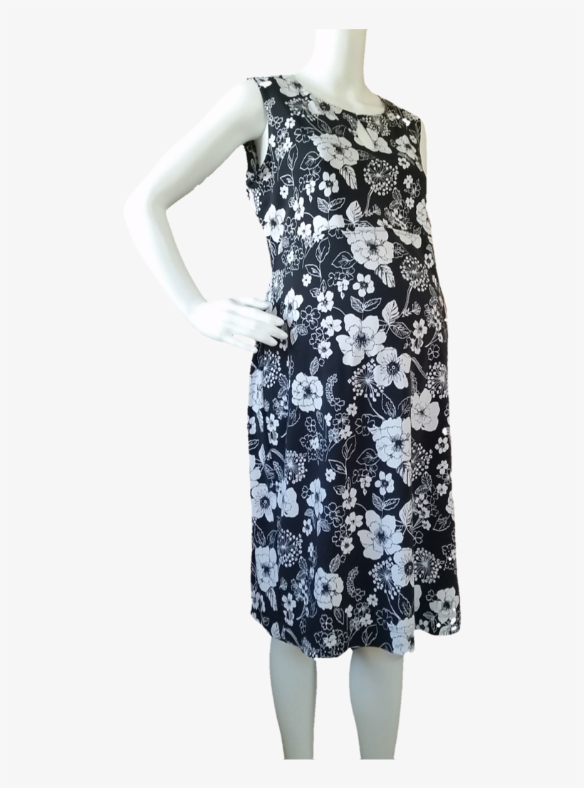 Liz Lange Maternity Black & White Floral Print Shift, transparent png #7519136