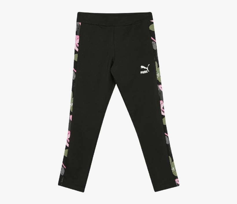 Black Floral Print Leggings, transparent png #7519195