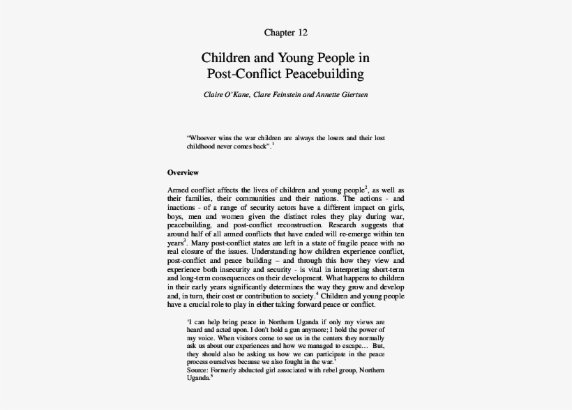 Children And Young People In Post-conflict Peacebuilding, transparent png #7520399