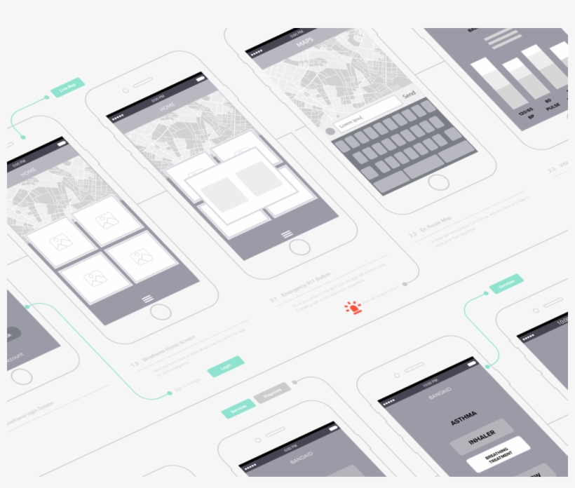 Wireframe App Presentation Iphone6 Mockup Free Transparent Png Download Pngkey