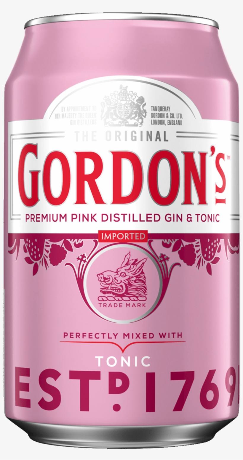 Gordon's Premium Pink Distilled Gin & Tonic 0,33l Bei, transparent png #7529279