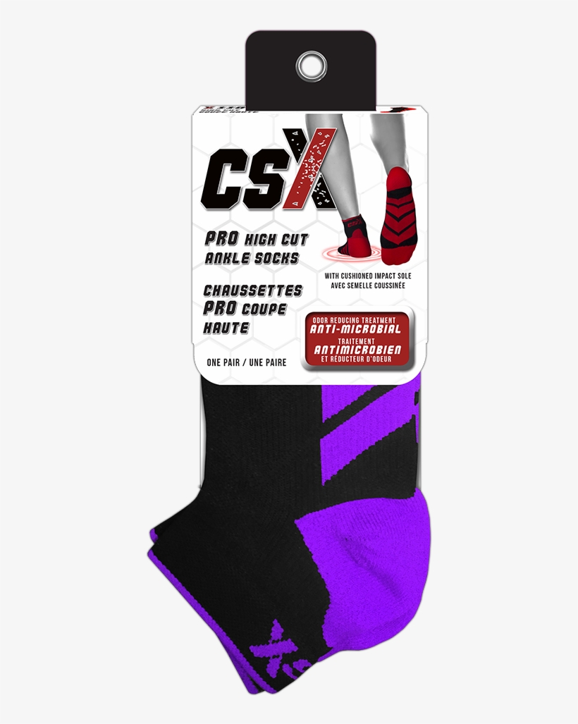 Csx X110 High Cut Ankle Sock Pro Purple On Black, transparent png #7548138