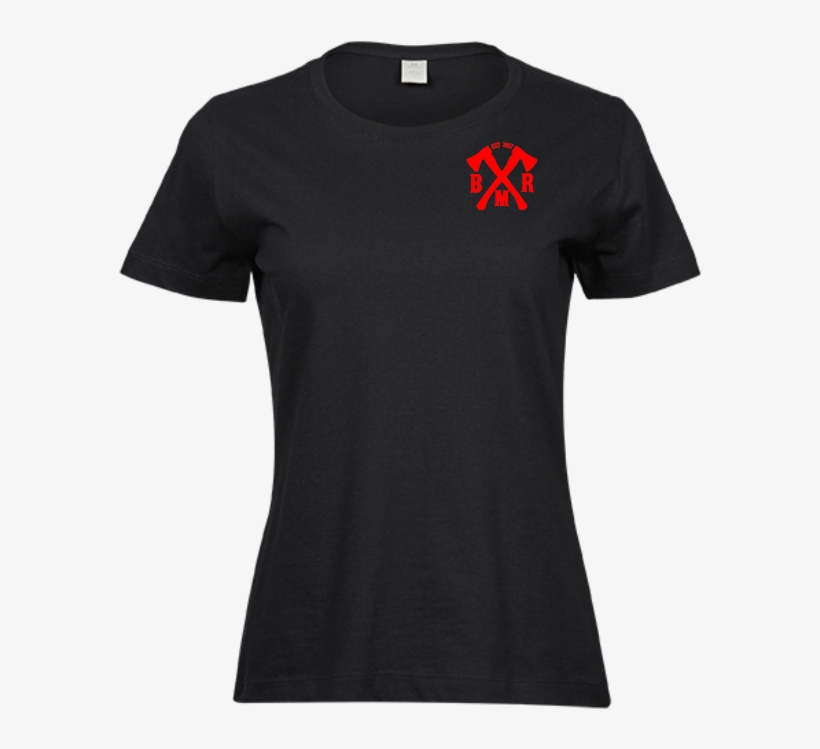 Black T-shirt For The Ladies With Red Designs, transparent png #7558246