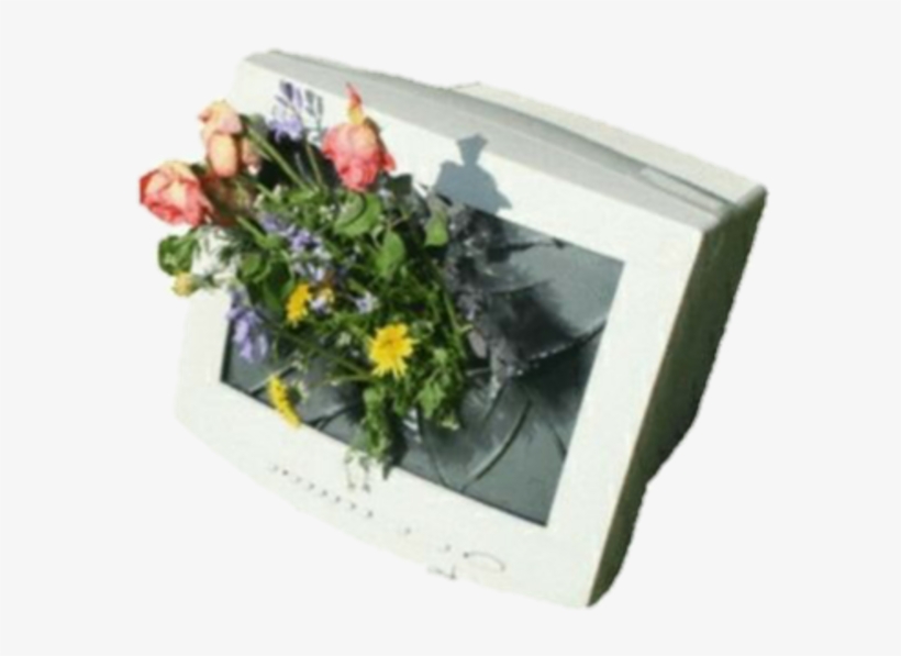Aesthetic Tv Technology 90s Flowers White, transparent png #7563117