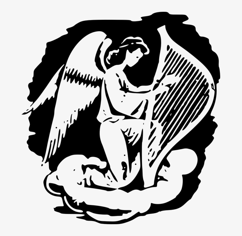 Angel Playing The Harp, Angel, Harp, Heavenly Being, transparent png #7573310