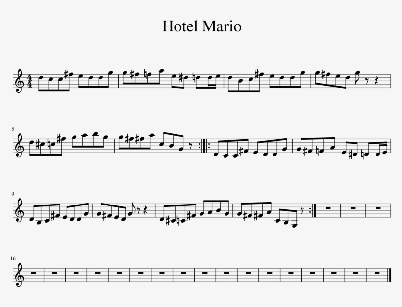 Hotel Mario Theme For Bb Trumpet Sheet Music For Trumpet, transparent png #7579343