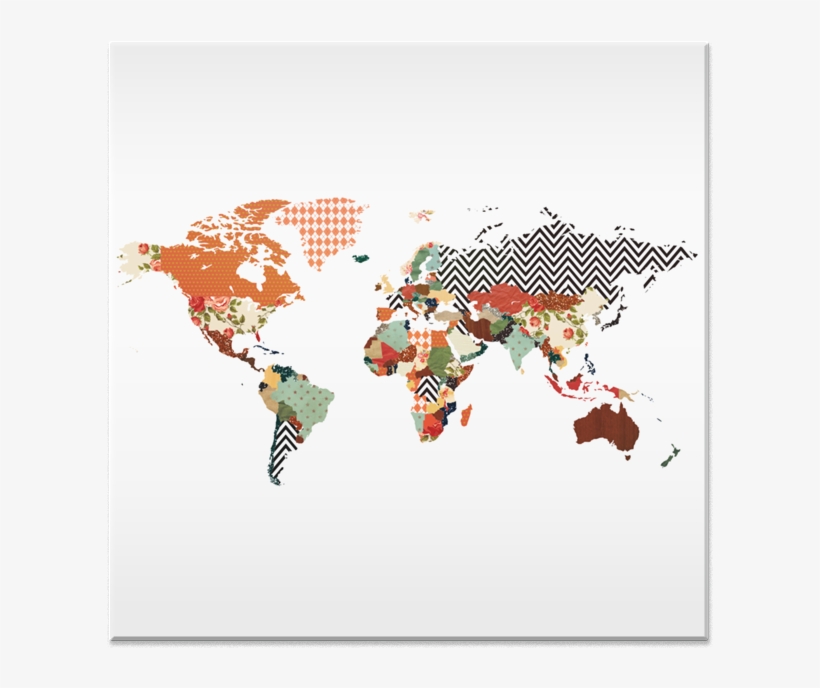 Azulejo Mapa Mundi De Juliana Zimmermannna - World Map T Rex, transparent png #7587396