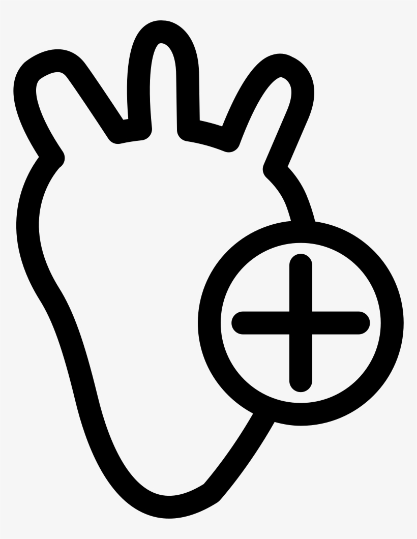 Heart Outline With A Plus Sign Comments - Icon, transparent png #7590927