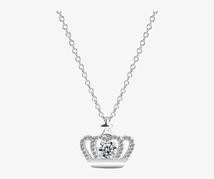 925 Sterling Silver Dancing Stone Crown Pendant Necklace-krkcom - Silver Love Heart Necklace, transparent png #7592756