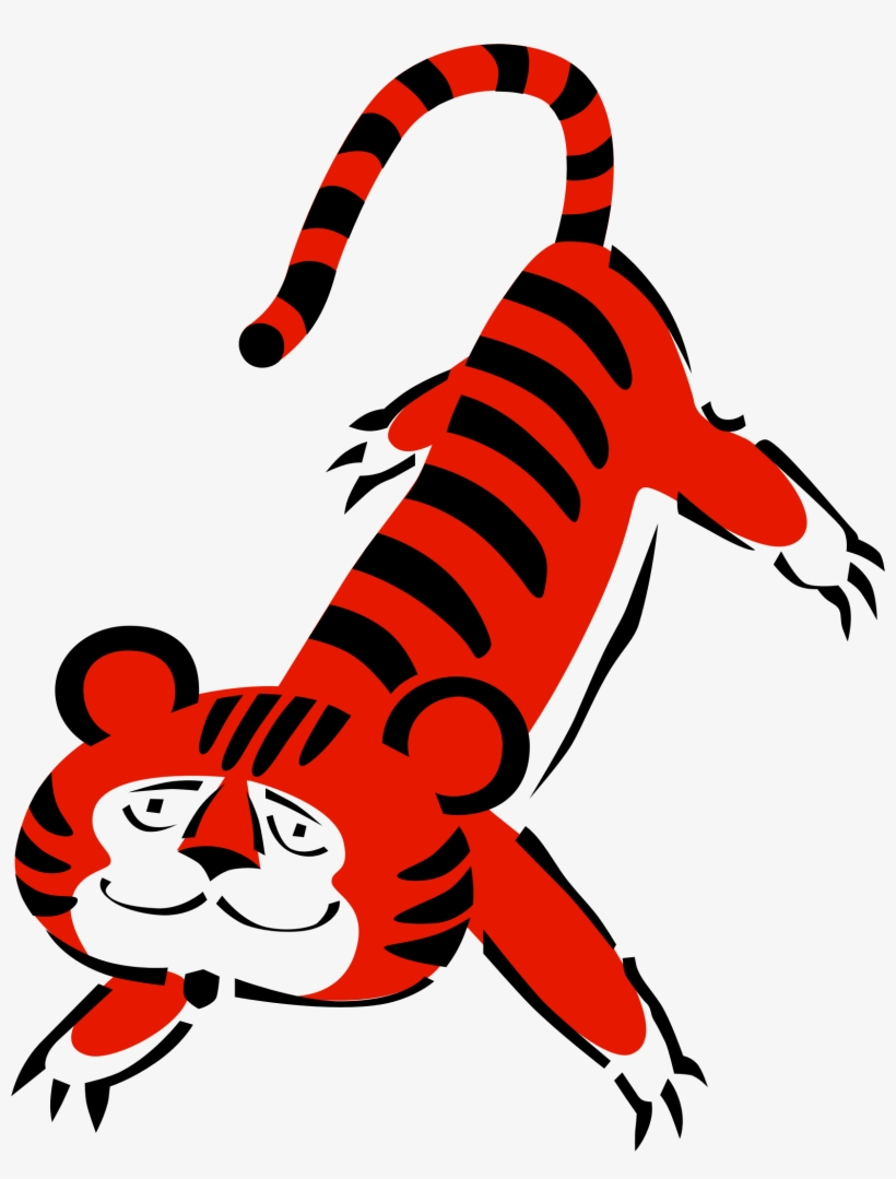 Big Image - Cartoon Red Tiger, transparent png #7594571
