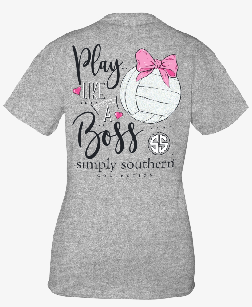 Youth 'play Like A Boss' Volleyball Short Sleeve Tee - Simply Southern Volleyball Shirts, transparent png #7594632