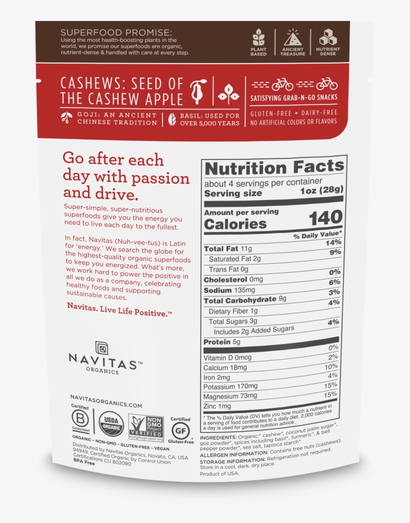 Superfood Goji Basil Cashews - Superfood, transparent png #7595215