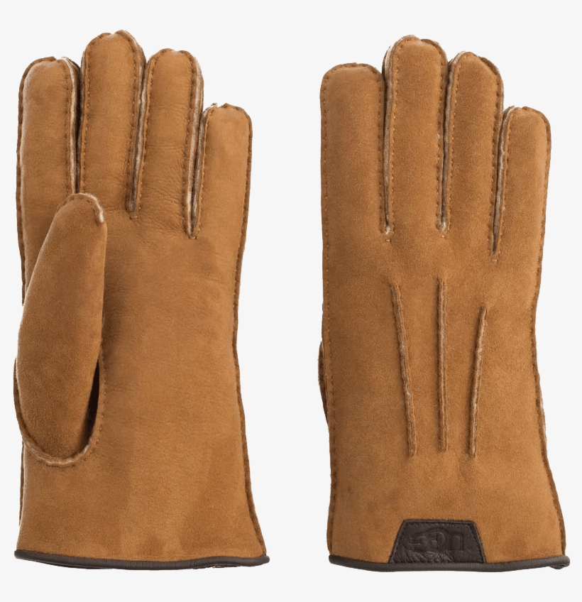 Cognacfarbene Ugg Handschuhe Casual Glove With Leather - Suede, transparent png #7595526