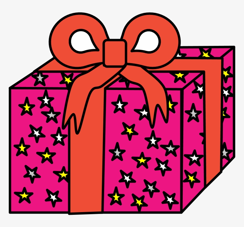 Gift, Magenta Wrapping Paper, Red Ribbon, Stars, transparent png #7595688