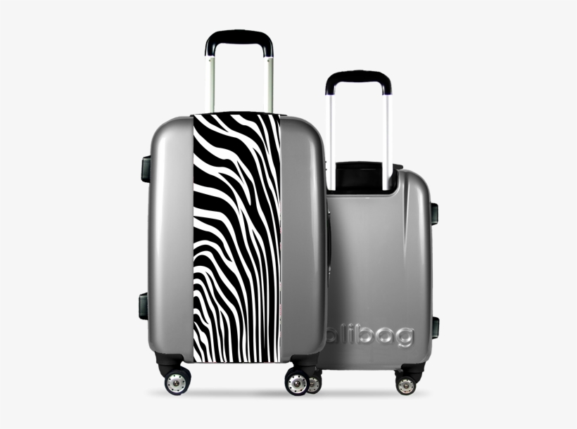 Grey Suitcase Zebra Stripes - Valise Classe, transparent png #7598989