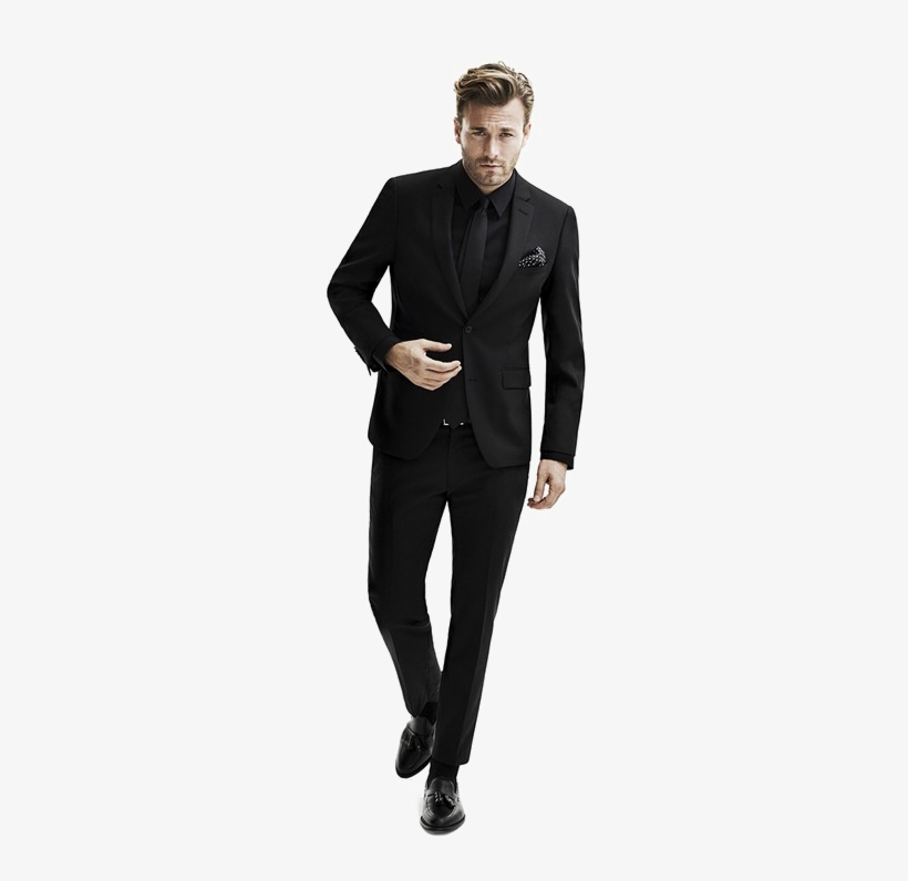 Groom In Black Suit Png Transparent Image - All Black Suit And Tie, transparent png #760829